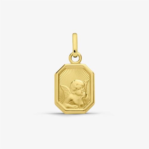Médaille En Or Jaune 18 Carats A.Augis - Modèle MP2527 Avec Pierres Rouges, Occasion, Pendentif Médaillon