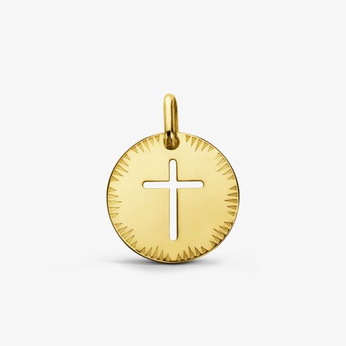 Pendentif Croix émaillée Ancien En Bronze - Marque Jean Augis, Religieux, Occasion