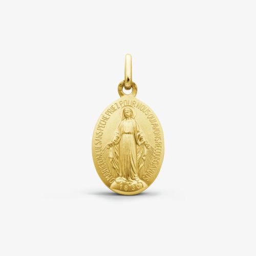 Pendentif Vierge Marie Miraculeuse BOBIJOO - Médaille Acier Doré Or Avec Chaîne Singapour 45cm