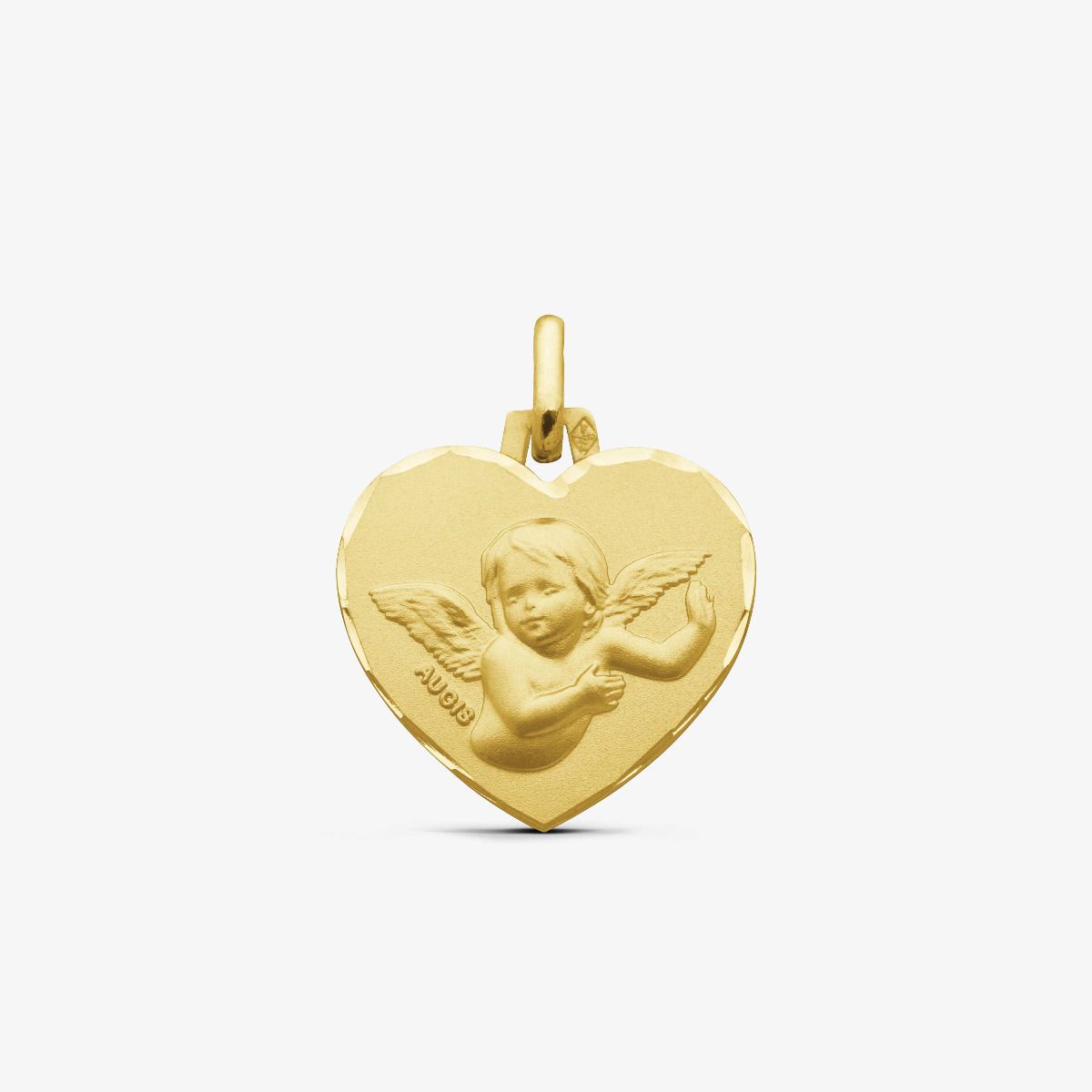 Médaille cœur Ange tendresse Or Jaune 18 carats - 16 mm