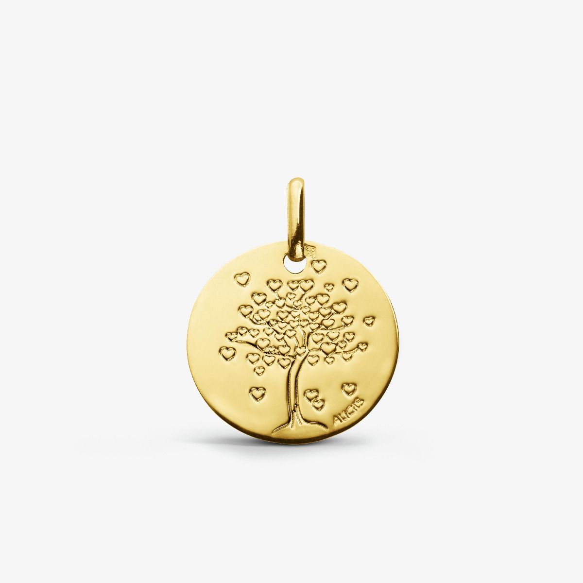 Médaille Arbre aux cœurs en Or Jaune 18 carats - 14 mm