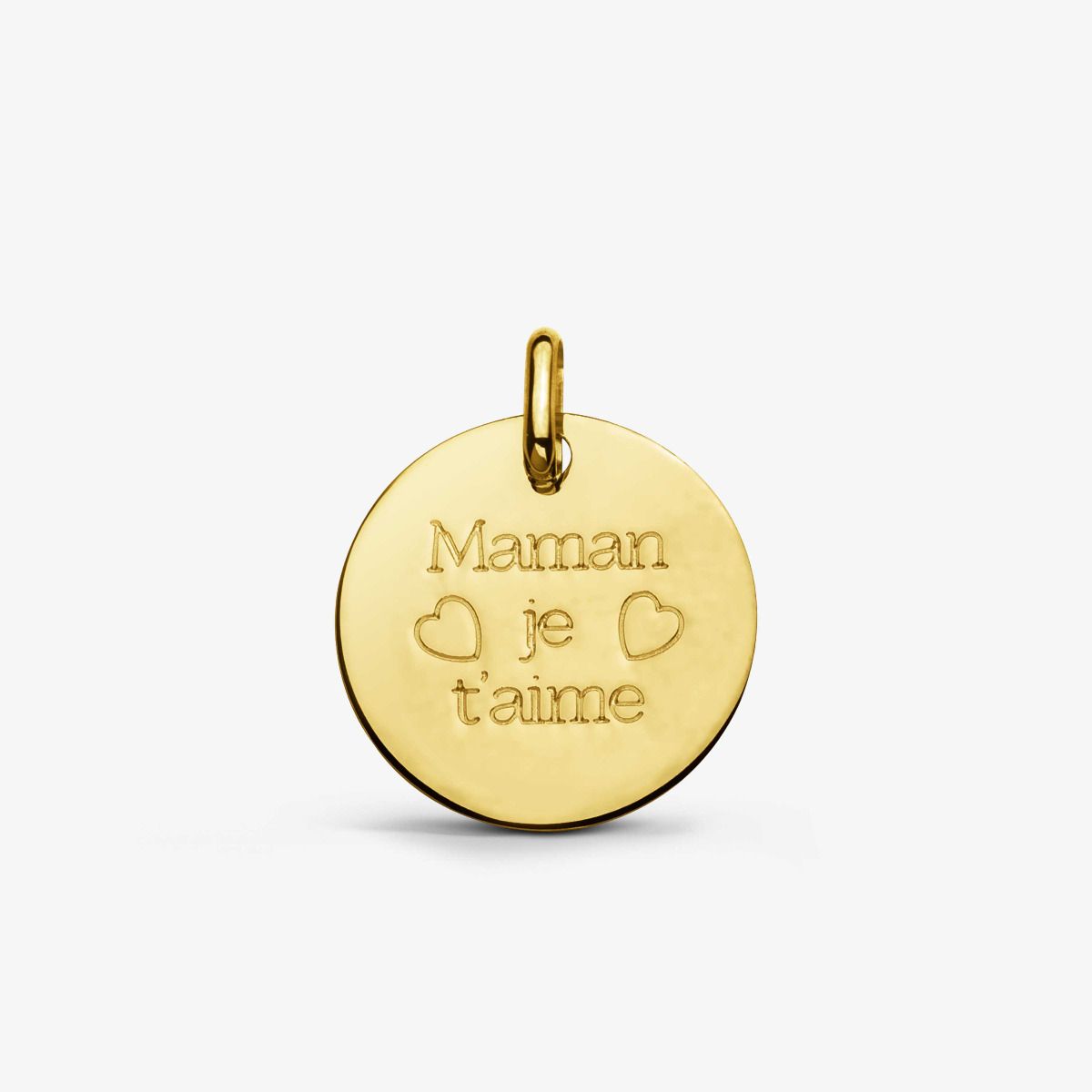 Médaille Maman je t'aime - Or Jaune 18 carats - 16mm