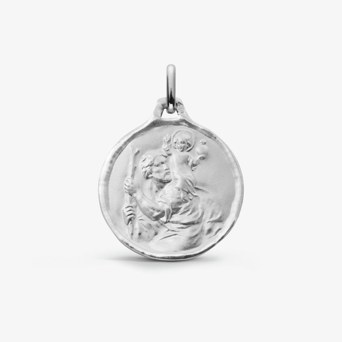 Médaille Saint Christophe rectangulaire en Or Blanc 375 Ref. 47506