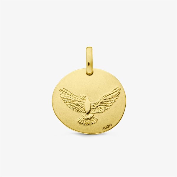 Pendentif Cœur Victorien En Or 14k – Ancien Boîtier De Montre De Poche, Colombe De La Paix Gravée