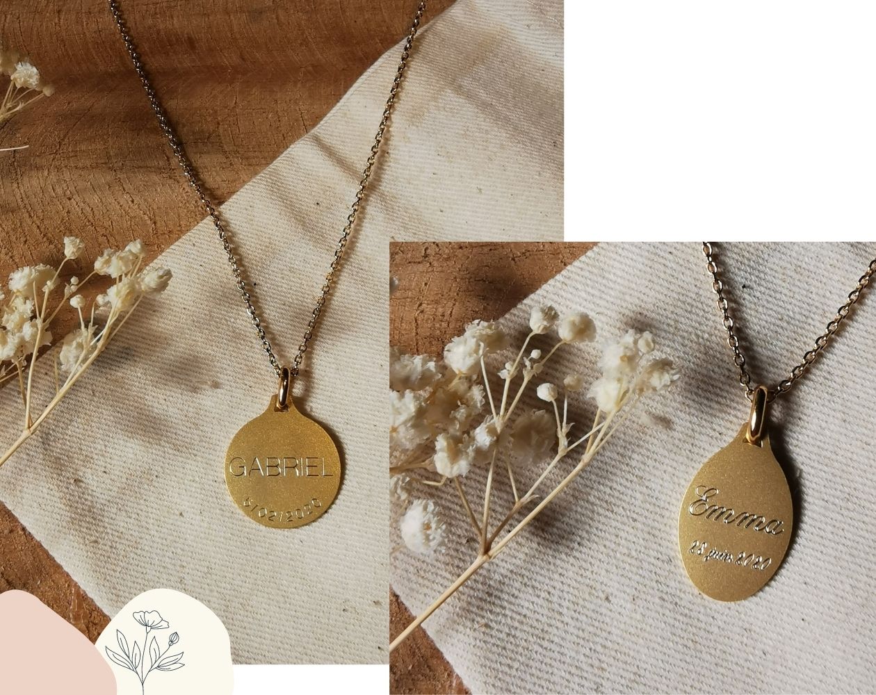Augis médaille baptême gravure
